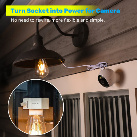 WUUK Certified Lamp Socket, Upgrade The Light Fixture to a Smart Lighting System by Working with WUUK Wired Cam Pro v2, Enable Dusk-to-Dawn and Motion-Triggered Lighting Automation